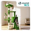 VOUNOT - Arbre a chat 112cm multi niveaux Griffoir et niche Vert - vignette