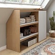 ID MARKET - Ensemble étagère 2 niveaux + armoire 2 portes sous pente TOMI hêtre et blanc - vignette