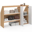 ID MARKET - Ensemble étagère 2 niveaux + armoire 2 portes sous pente TOMI hêtre et blanc - vignette