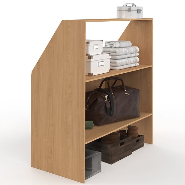 ID MARKET - Etagère sous pente 2 niveaux TOMI 100 x 50 x 70/110 cm bois façon hêtre - large