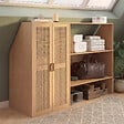 ID MARKET - Armoire sous pente 2 portes EDHEN 60 x 50 x 70/110 cm bois et cannage - vignette
