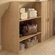 ID MARKET - Armoire sous pente 2 portes JULIETTE  60 x 50 x 70/110 cm effet lattes tasseau bois coloris chêne - vignette