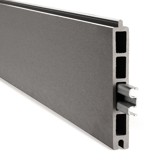 EASY CLOTURE - Kit clôture composite et aluminium sur platine L5.40m x H1 gris quartz - large