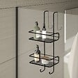 KIAMAMI VALENTINA - Étagère De Douche Rectangulaire Suspendue 2 Niveaux Noir Mat | Tiglio - vignette