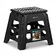 VOUNOT - Tabouret pliant antiderapant 37x30x32.5 cm plastique noir - vignette