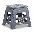 VOUNOT - Tabouret pliant antiderapant 37x30x32.5 cm plastique gris - vignette