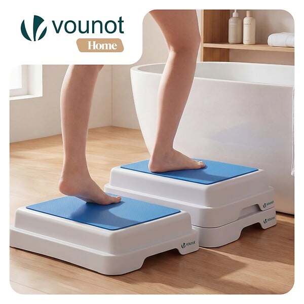 VOUNOT - Marche pied antiderapant salle de bain empilable 50x40x10cm PP EVA bleu - large