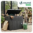 VOUNOT - Coffre de Rangement Exterieur 126L en PP 56x43x53CM Style Bois Noir - vignette