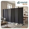 VOUNOT - Paravent interieur separateur avec roue 6 panneaux autoportant pliable 340 x 30 x 171 cm Anthracite - vignette