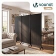 VOUNOT - Paravent interieur separateur avec roue 3 panneaux autoportant pliable 262 x 30 x 180 cm Anthracite - vignette