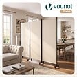 VOUNOT - Paravent interieur separateur avec roue 3 panneaux autoportant pliable 262 x 30 x 180 cm Beige - vignette