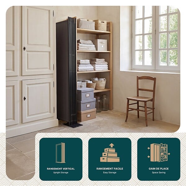 VOUNOT - Paravent interieur separateur 6 panneaux autoportant pliable 340 x 30 x 164 cm Anthracite - large