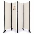 VOUNOT - Paravent interieur separateur avec roue 4 panneaux autoportant pliable 228x 30 x 171 cm Beige - vignette