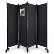 VOUNOT - Paravent interieur separateur avec roue 4 panneaux autoportant pliable 228x 30 x 171 cm Anthracite - vignette