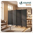 VOUNOT - Paravent interieur separateur avec roue 4 panneaux autoportant pliable 228x 30 x 171 cm Anthracite - vignette