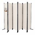 VOUNOT - Paravent interieur separateur 6 panneaux autoportant pliable 340 x 30 x 164 cm Beige - vignette