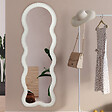 ID MARKET - Miroir vague en tissu bouclette crème 150 x 50 cm - vignette
