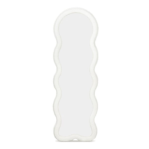 ID MARKET - Miroir vague en tissu bouclette crème 150 x 50 cm - large