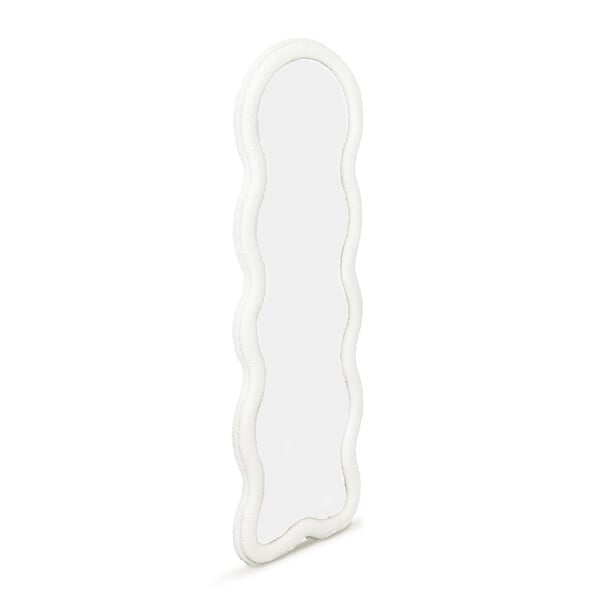 ID MARKET - Miroir vague en tissu bouclette crème 150 x 50 cm - large