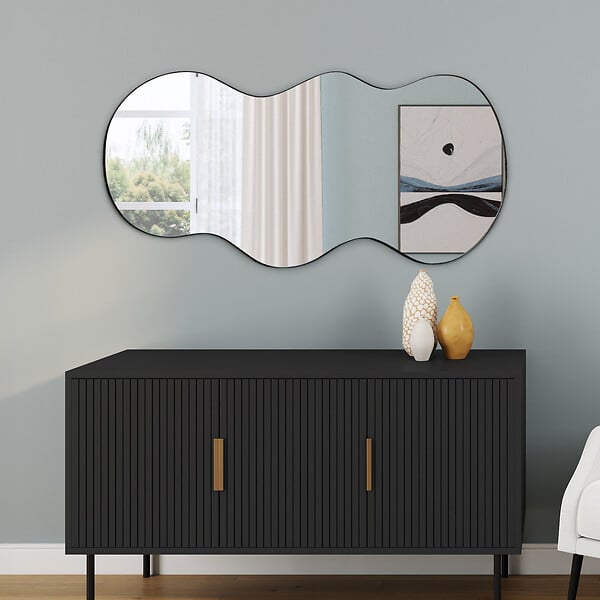 ID MARKET - Miroir organique contour noir 45 x 100 cm - large