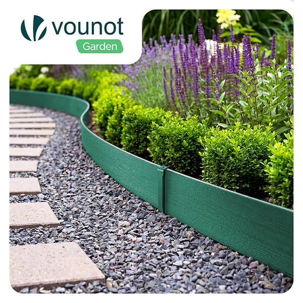 VOUNOT - Bordure de jardin PE flexible 10M x 8 CM avec piquets vert - large