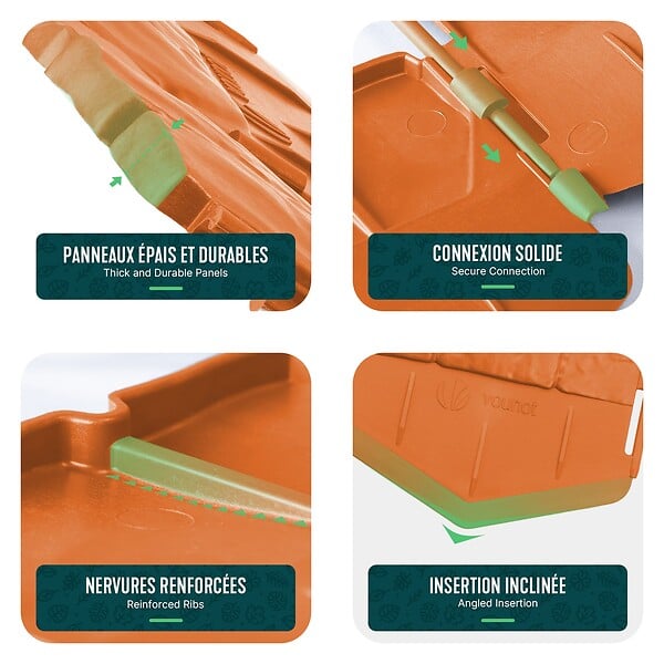 VOUNOT - Lot de 175 pcs Bordure de jardin imitation pierre facile a installer 26.7m terracotta - large