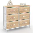 ID MARKET - Commode 6 tiroirs en tissu UTAH 80 cm meuble de rangement design industriel bois et blanc - vignette