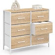 ID MARKET - Commode 6 tiroirs en tissu UTAH 80 cm meuble de rangement design industriel bois et blanc - vignette