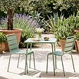OVIALA - Ensemble table de jardin carrée et 2 chaises acier vert sauge - Palavas - vignette