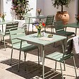 OVIALA - Ensemble table de jardin carrée et 2 chaises acier vert sauge - Palavas - vignette