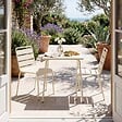 OVIALA - Ensemble table de jardin carrée et 2 chaises acier ivoire - Palavas - vignette