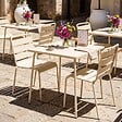 OVIALA - Ensemble table de jardin carrée et 2 chaises acier ivoire - Palavas - vignette