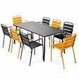 OVIALA - Ensemble table de jardin et 8 fauteuils en métal jaune et gris - Palavas - vignette