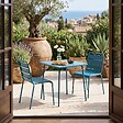OVIALA - Ensemble table de jardin carrée et 2 chaises acier bleu pacific - Palavas - vignette