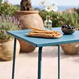 OVIALA - Ensemble table de jardin carrée et 2 chaises acier bleu pacific - Palavas - vignette