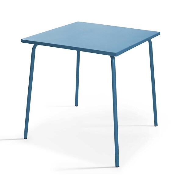 OVIALA - Ensemble table de jardin carrée et 2 chaises acier bleu pacific - Palavas - large