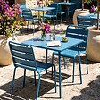 OVIALA - Ensemble table de jardin carrée et 2 chaises acier bleu pacific - Palavas - vignette