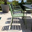 OVIALA - Ensemble table de jardin et 8 fauteuils en métal vert cactus et gris - Palavas - vignette