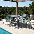 OVIALA - Ensemble table de jardin et 8 fauteuils en métal vert sauge et gris - Palavas - vignette