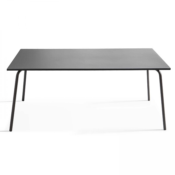 OVIALA - Ensemble table de jardin et 8 fauteuils en métal vert sauge et gris - Palavas - large