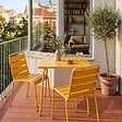 OVIALA - Ensemble table de jardin carrée et 2 chaises acier jaune - Palavas - vignette