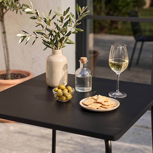 OVIALA - Ensemble table de jardin carrée et 2 chaises noir - Palavas - large