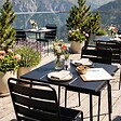 OVIALA - Ensemble table de jardin carrée et 2 chaises noir - Palavas - vignette