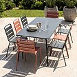 OVIALA - Ensemble table de jardin et 8 chaises en métal gris et argile - Palavas - vignette