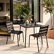 OVIALA - Ensemble table de jardin carrée et 2 chaises acier gris - Palavas - vignette