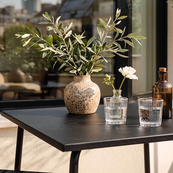 OVIALA - Ensemble table de jardin carrée et 2 chaises acier gris - Palavas - large