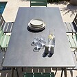 OVIALA - Ensemble table de jardin et 8 chaises en métal gris et vert sauge - Palavas - vignette