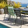OVIALA - Ensemble table de jardin et 8 chaises en métal gris et vert sauge - Palavas - vignette