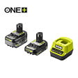 RYOBI - Pack 1 batterie lithium+ 18V 4,0 Ah + 1 batterie compacte lithium+ 18V 2,0 Ah + 1 chargeur rapide 2,0 A RYOBI RC18120-242X - vignette