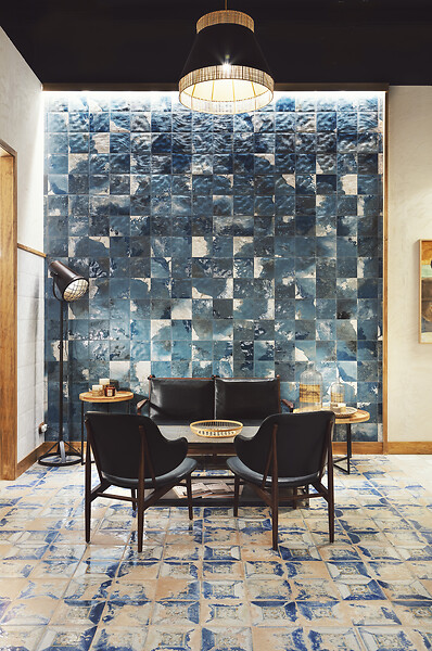 RO'MA NATURE - Carrelage Vintage effet Zellige Bleu 40x20x1,03 cm Atelora - Mur intérieur (vendu par carton de 0,96 m²) - large